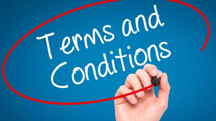 This image shows terms and conditions