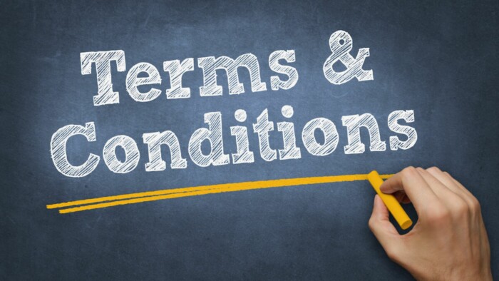 This image shows terms and conditions